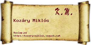 Kozáry Miklós névjegykártya